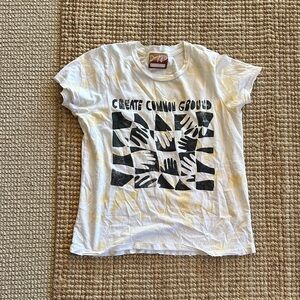 White Graphic T-Shirt with Black Print